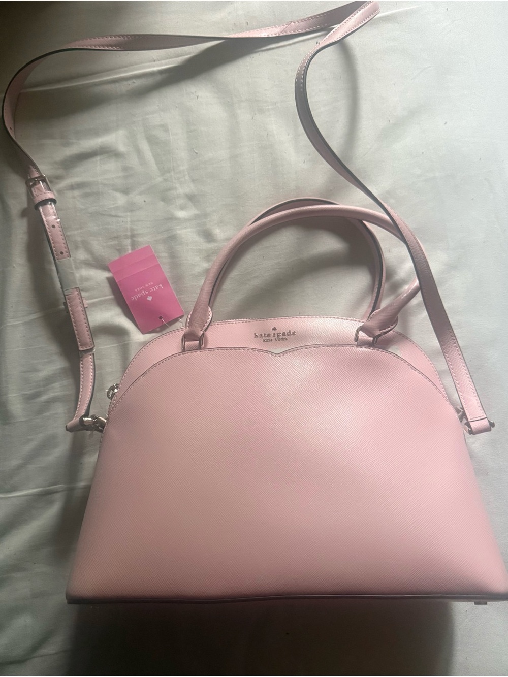 kate spade Pale Pink Med. Dome Leather Satchel with Crossbody Strap